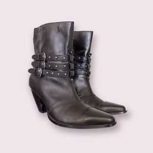 Harley Davidson Black Leather Studded Booties